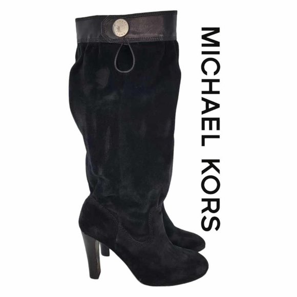 Michael Kors Shoes - MICHAEL Kors Harness Slouch Suede Heel Boots Black Women's Size 6.5 M